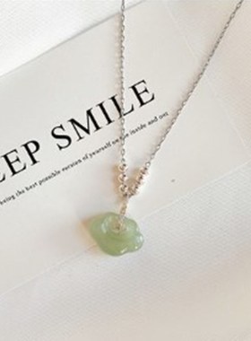 项链女轻奢小众秋冬和田玉小如意锁平安锁女长命T锁骨链设计感吊