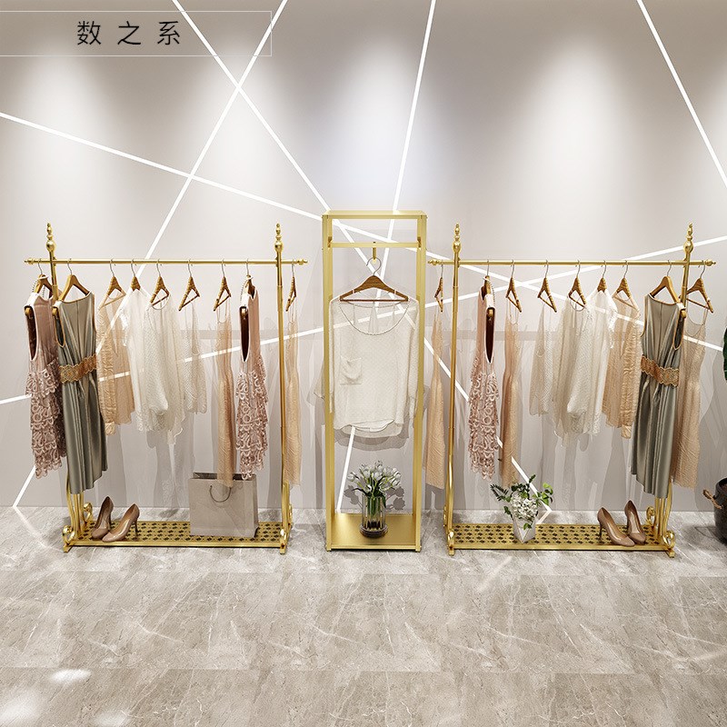 服装店展示架个性创意挂衣架展示架男女装店衣架金色W简约轻奢铁