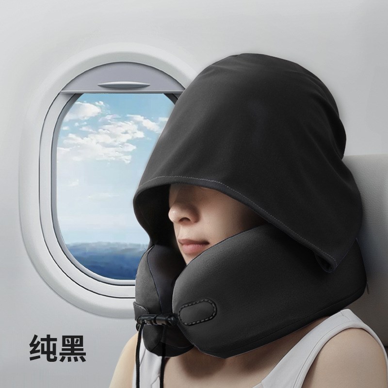 u型枕头护颈护脖子连帽旅行便携脖颈枕旅游帽可W收纳拆洗U形