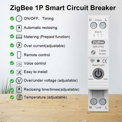 TUYA ZigBee Wi-Fi断路器远程开关控制语音控制过流过欠压
