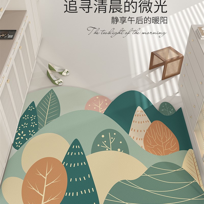 可擦免洗进门地垫大门口入户门脚垫绿植皮革pvc玄关门垫门前地毯