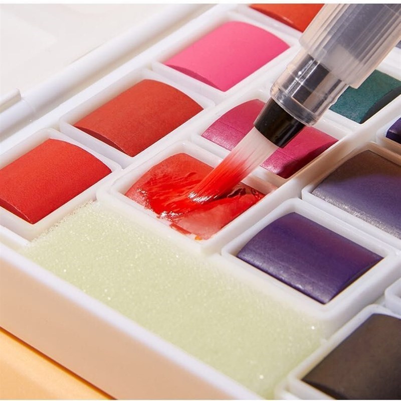 固体水彩颜料套装36色初学者手绘学生O用水彩固体颜料套装
