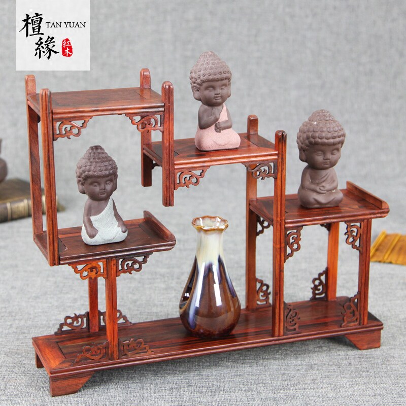 红木小博古架实木简约中式茶壶架红酸枝多宝阁茶架子置物架茶叶架