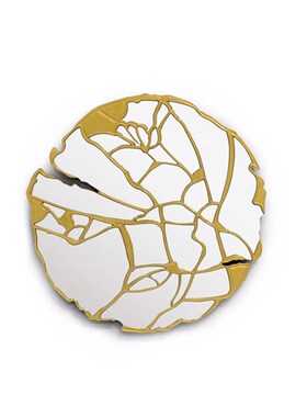 现代简约纯黄铜装饰镜客厅走廊墙面挂镜圆形设计师Boca do Lobo