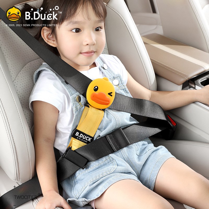 B.Duck小黄鸭汽车儿童安全带调节固定器宝宝简易座椅带限位器途喜