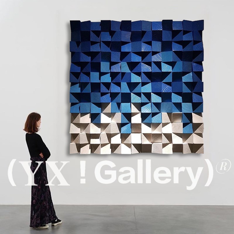 YX《梦幻》现代简约立体浮雕玄关挂画H高级感客厅背景墙木雕装饰