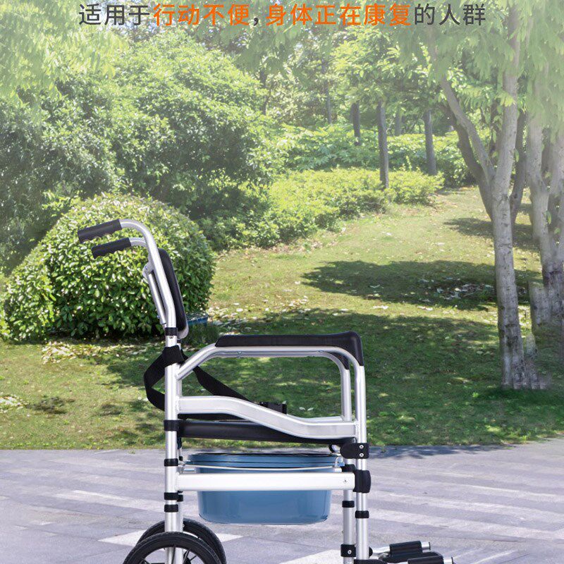 老年人带轮坐便椅家用移动老人洗澡椅子残疾人沐浴椅坐便器