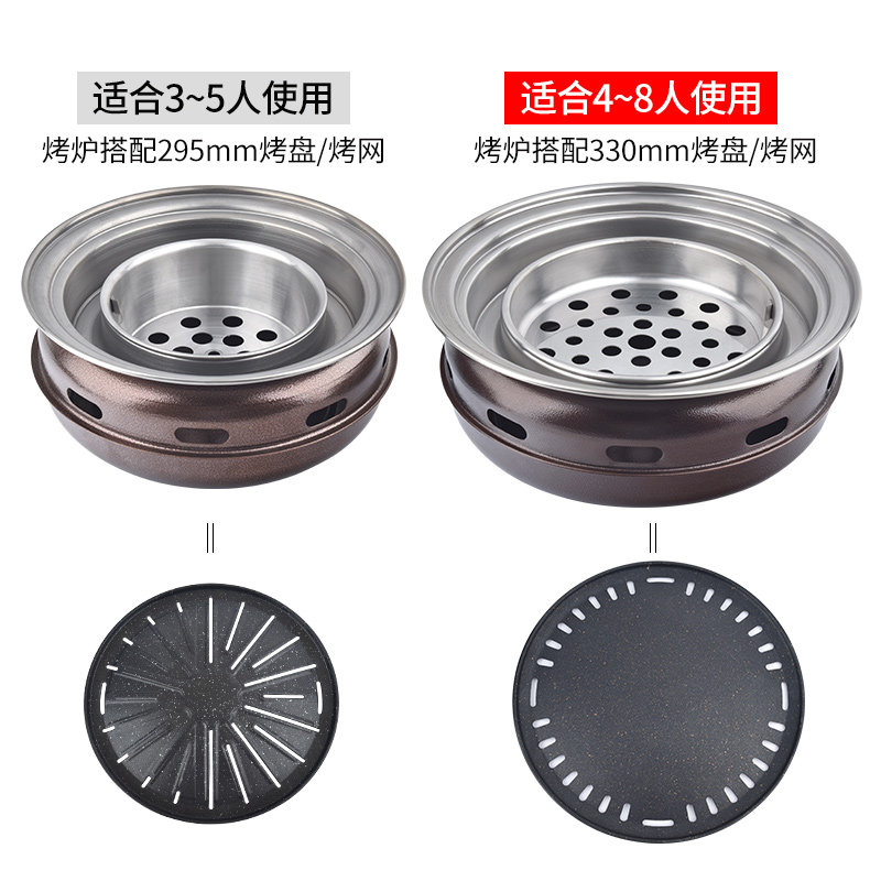 韩式碳烤炉日式烧烤炉炭火烤肉炉家用烤盘商用圆形炭烤炉煎肉锅