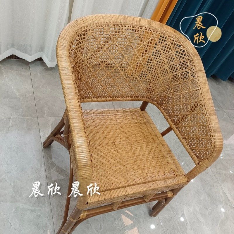 天然藤椅老人椅手工老式编织家用怀旧阳台太师椅单人老年人靠背椅