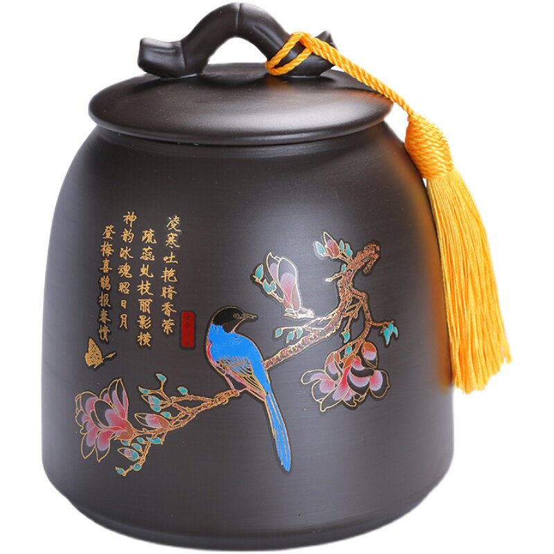 紫砂茶叶罐陶瓷一斤装大号密封防潮储存红茶普洱茶罐茶叶包装家用