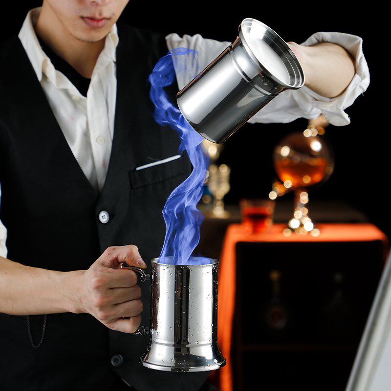 不锈钢金属火焰杯酒吧专业酒杯倒火调酒工具倒火杯鸡尾酒拉火杯子