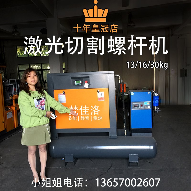 永磁变频激光切割螺杆空压机13/16/30kg公斤打充气泵高压11/15kw