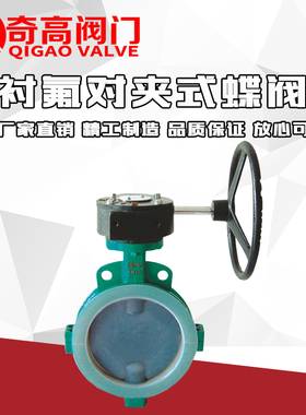 D371F46-10C/16C 衬氟对夹式涡轮蝶阀门工业阀门涡轮耐酸耐碱DN40
