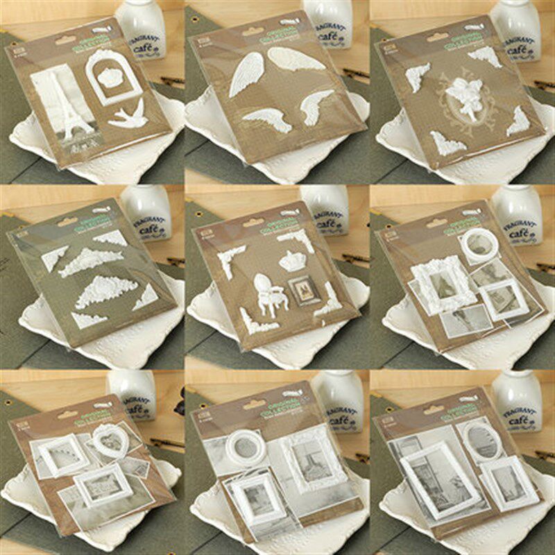 复古石膏浮雕贴纸DIY剪贴本Scrapbook相册照片装饰边框贴创意贴角