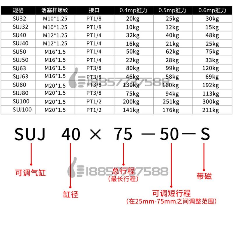亚德客型 SUJ32xSUJ40X75X100X150X200-30-50-S 可调行程标准气缸,饰品/流行首饰/时尚饰品新,链条,淘宝优惠券,粉丝福利购,淘宝优惠卷