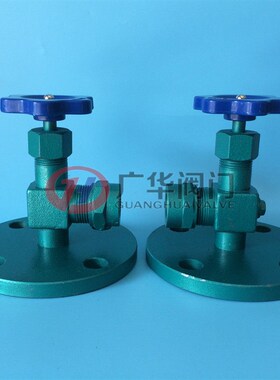 碳钢法兰连接角阀玻璃管液位计带手动开关阀门绿色喷漆铁法兰考克