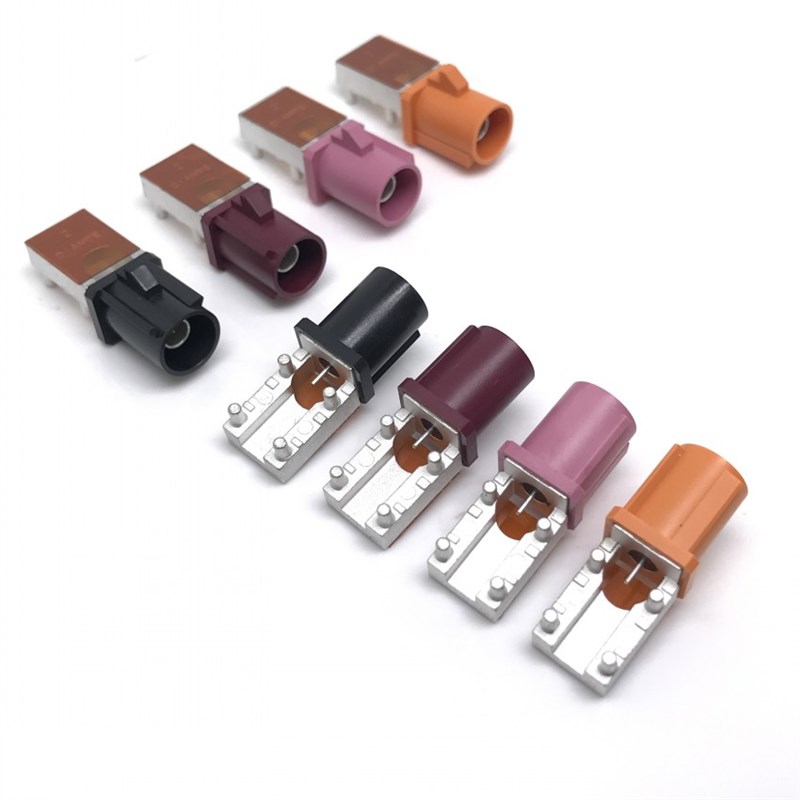 汽车线束板端接口 FAKRA-SMB公弯头沉板式射频天线SMB-JWE公座6G