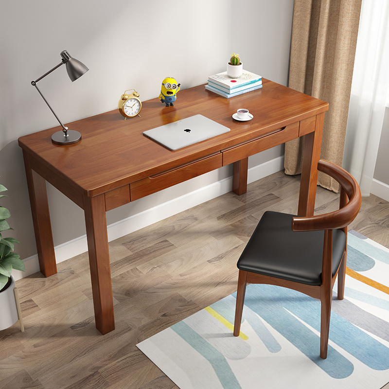 实木书桌简约现代电脑台式桌家用简易办公桌小户型学生学习写字桌