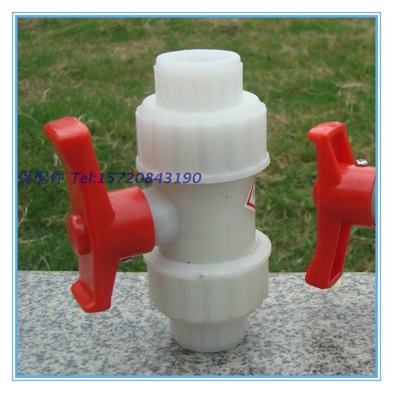 白色DN15/20/25mm塑料阀门配件 快装聚丙烯手柄 4分6分PP活结球阀