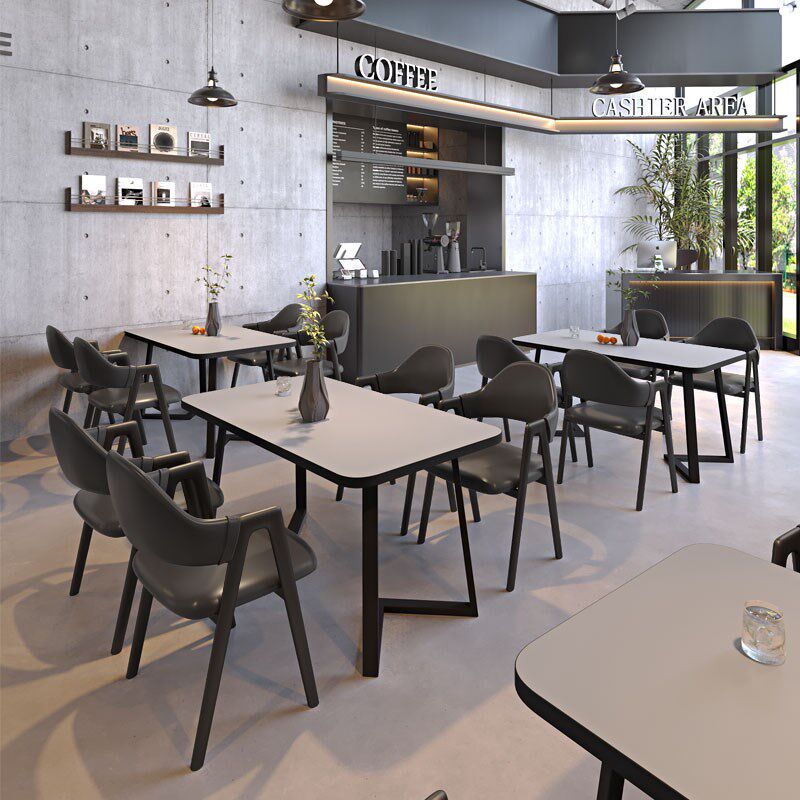 快餐店桌椅商用餐厅饭店奶茶店餐桌椅组合网红餐饮专用Y长方形桌
