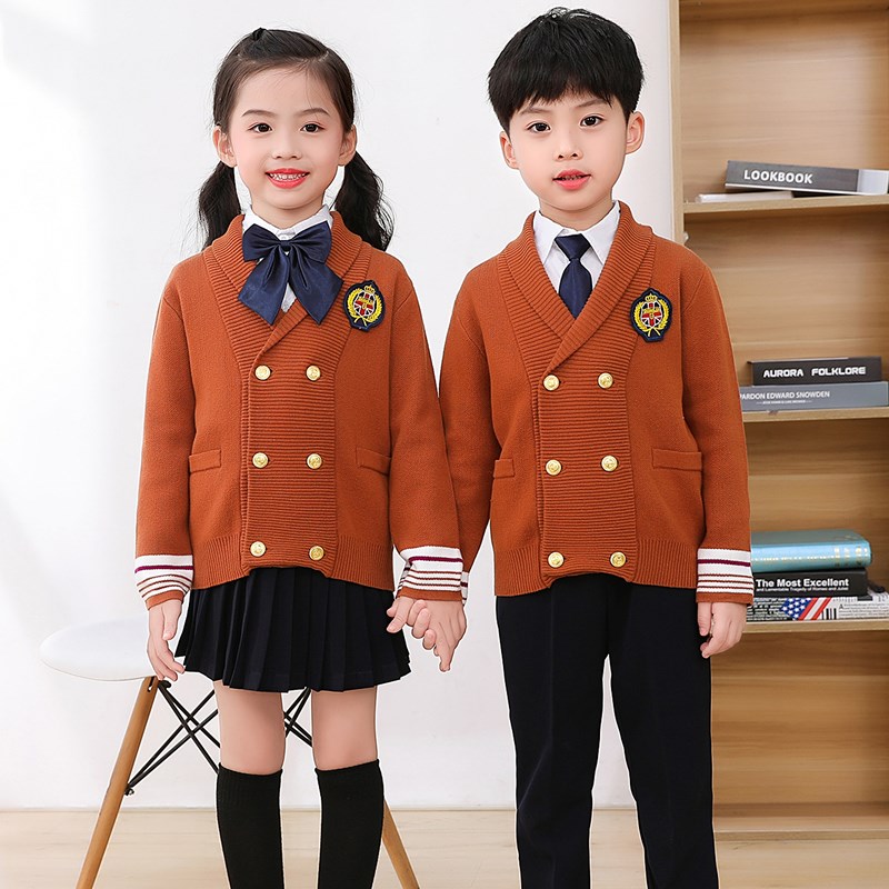幼儿园园服春秋装毛衣小学生校服秋冬开衫套装英伦学院风儿童班服