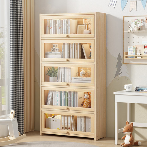 实木书架落地置物架简易书柜储物家用现代简约学生客厅多层收纳柜