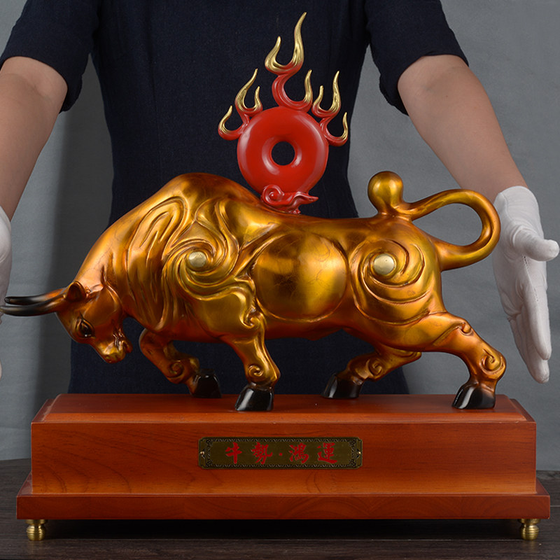 特大号铜鸿运如牛摆件招财牛工艺品E总经理办公室桌面摆设商务礼