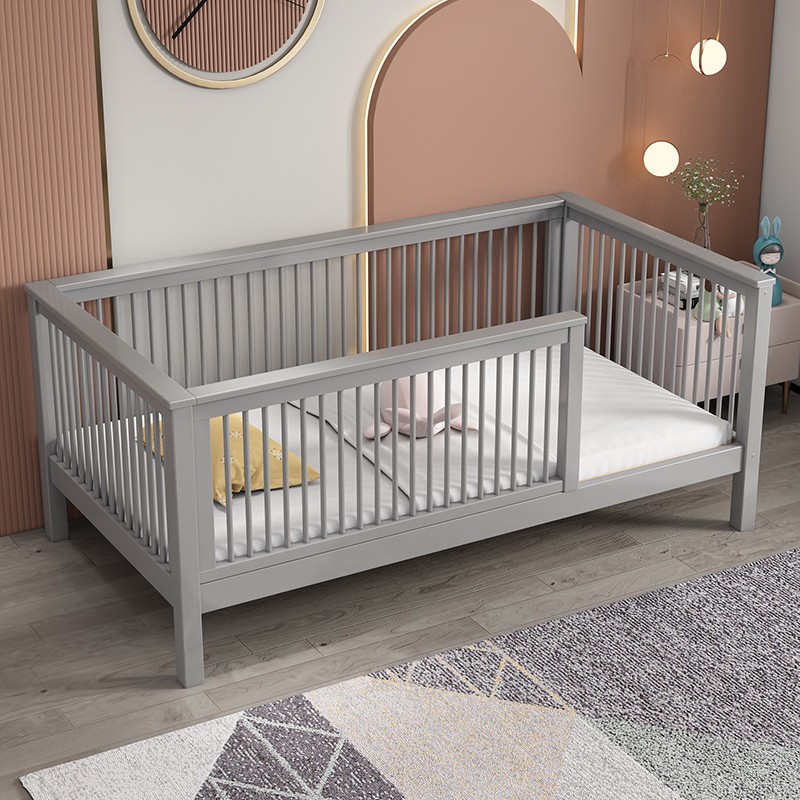 定制儿童牀带护栏小牀婴儿男孩公主牀单人牀边牀加宽拼接大牀榉木