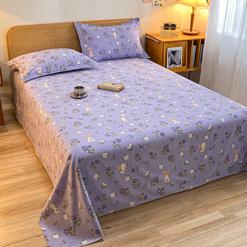 冬季磨毛床单单件洛汀100全棉加厚宿舍单双人被单枕套2三件套