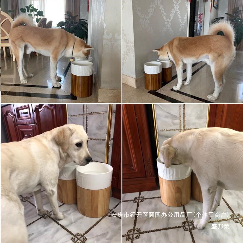 饭桌水盆狗食盆猫碗防宠物狗盆狗碗大型犬碗架狗狗碗护颈陶瓷打翻