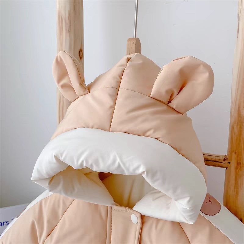 婴儿冬季羽绒棉服长袖男宝宝女超萌连体衣冬装外出服套装棉衣爬服