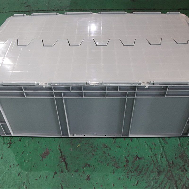 1000*600*350带盖子塑料周转箱物流箱汽配收纳箱子灰色大箱子筐子