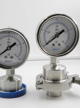 BRIGHTY隔膜压力表PYTHN-98HF6 卫生型隔膜耐震压力表 卡盘:50.5