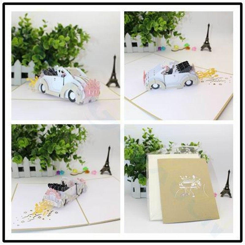 3d立体剪纸欧式敞篷车结婚邀请函婚礼请帖请柬情人节贺卡婚庆用品