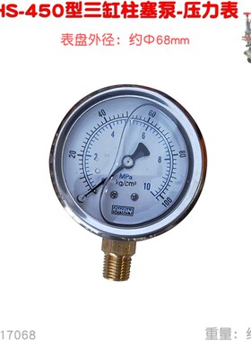 海顺HS 450型动力喷雾机三缸柱塞泵压力表农用园林高扬程水泵圆表