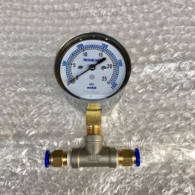 微压气压表 带三通 带pu气管用快插接头 25kpa 表径65mm 接头可选