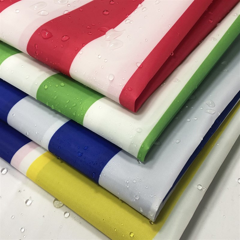 210D薄款彩色条纹防水布料帐篷牛津布PU涂层布防雨布料雨棚雨蓬布