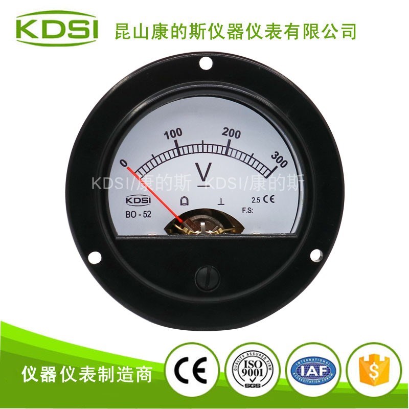 KDSI指针式圆形伏特表BO-52 DC300V电动车用电压表
