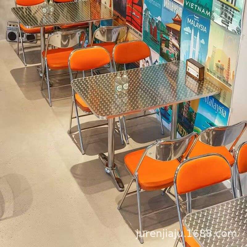 港风冰室茶餐厅桌椅组合复古东南亚泰式大排档餐饮烧烤店桌子商用