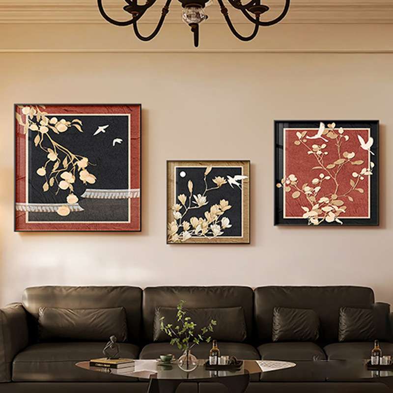 中古风客厅装饰画麋鹿玄关进门入户壁画复古美拉德沙发背景墙挂画图片
