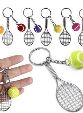 1pc Mini Tennis Racket wKeychains Tennis Ball Key Rings