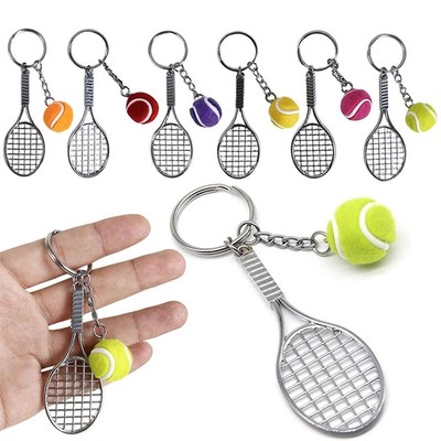 1pc Mini Tennis Racket wKeychains Tennis Ball Key Rings