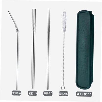 8 pcs metal drinking straw reusable straNws 3 cleaner brush