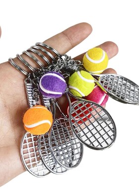 1pc Mini Tennis Racket wKeychains Tennis Ball Key Rings