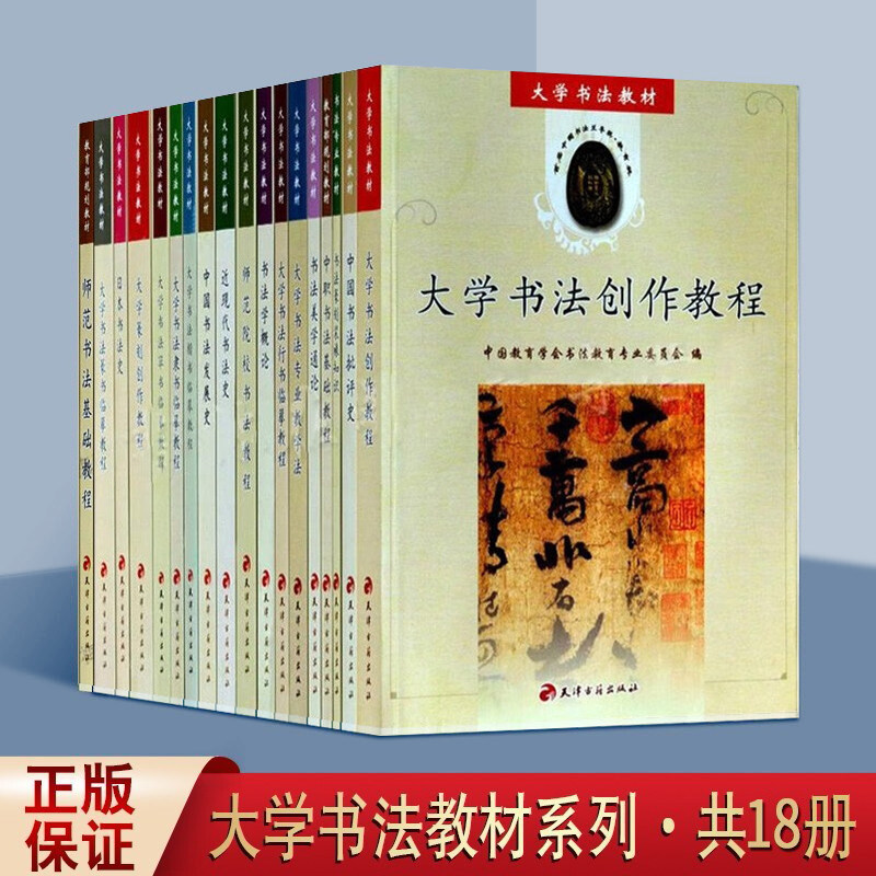 大学书法教材教程类书籍 套装18册 行楷隶篆草名家毛笔书法美学批评史概论技法临摹研究学校培训教材教程书籍正版 天津古籍出版社
