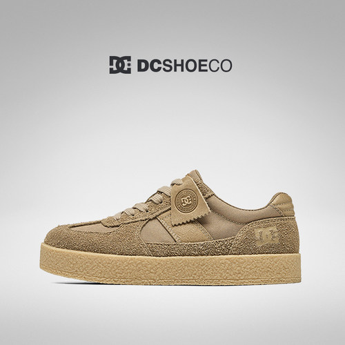 DCSHOES复古德训鞋26秋季新款男鞋头层牛皮休闲板鞋男杏色鞋子男