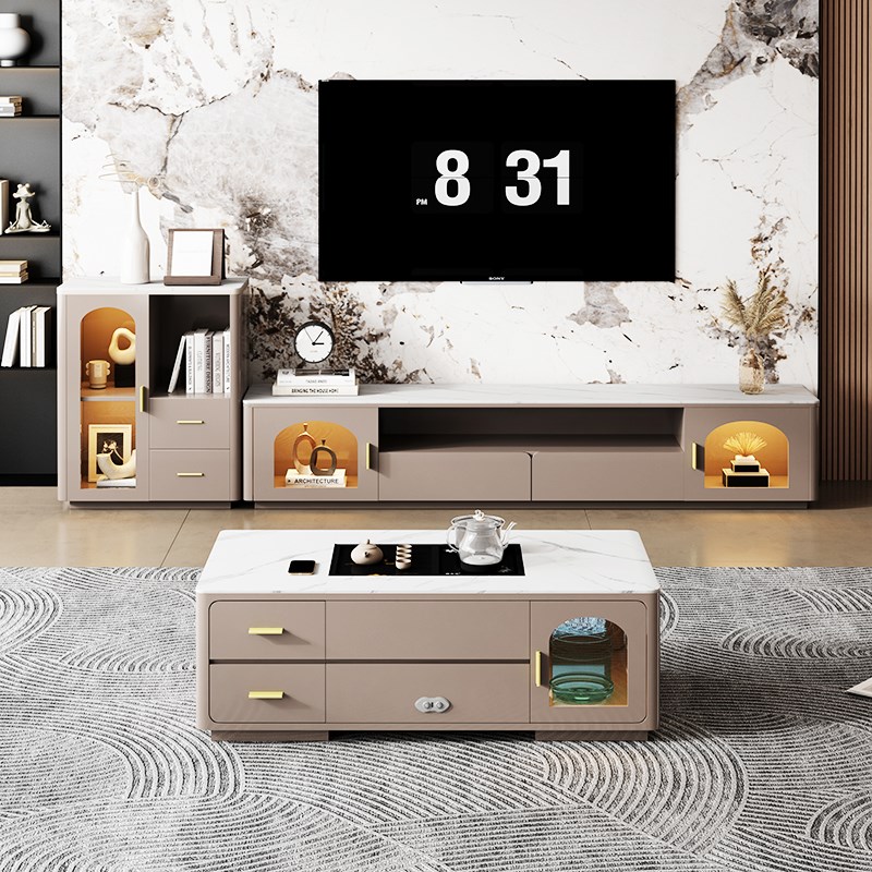 岩板茶几茶台全自动电动升降一体多功能智能一键烧水功夫泡茶桌