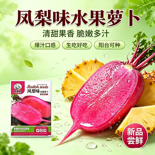 【下单立减50】凤梨萝卜种子红皮红肉生吃脆甜不辣耐寒萝卜种籽JL