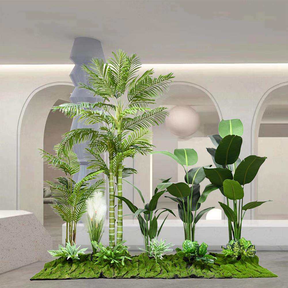 仿真植物造景大型散尾葵旅人蕉盆栽办公室餐厅楼梯下橱窗绿植装饰