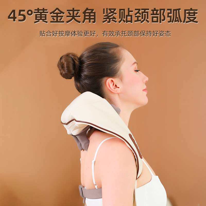 跨境揉捏震动捶打一体肩颈按摩器仪加热车载家用腰背肩膀颈披肩